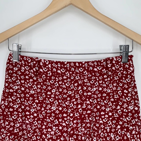 ZARA Printed Bermuda Skort Floral Mini Skirt, Red - Picture 5 of 11